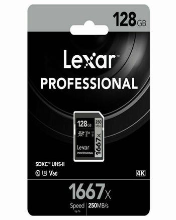 Lexar Professional 128GB 1667x UHS-II SDXC Silver Series SD Card