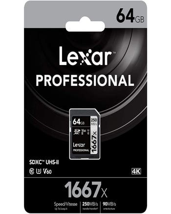 Lexar Professional 64GB 1667x UHS-II SDXC Silver Series SD Card