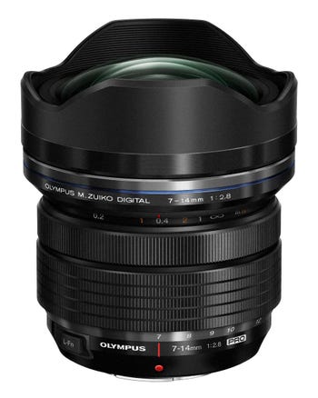 Front view of Olympus M.Zuiko 7-14mm f/2.8 PRO ultra-wide zoom lens
