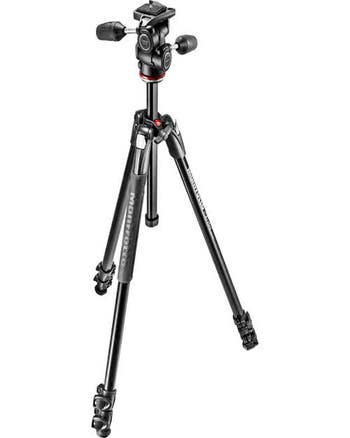 Manfrotto MK290XTA3-3W aluminum tripod kit with 3-way pan tilt head, legs extended