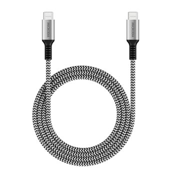 MICRODIA ExeCable Tweed PD240W 1.8m USB-C to USB-C Cable - Zebra