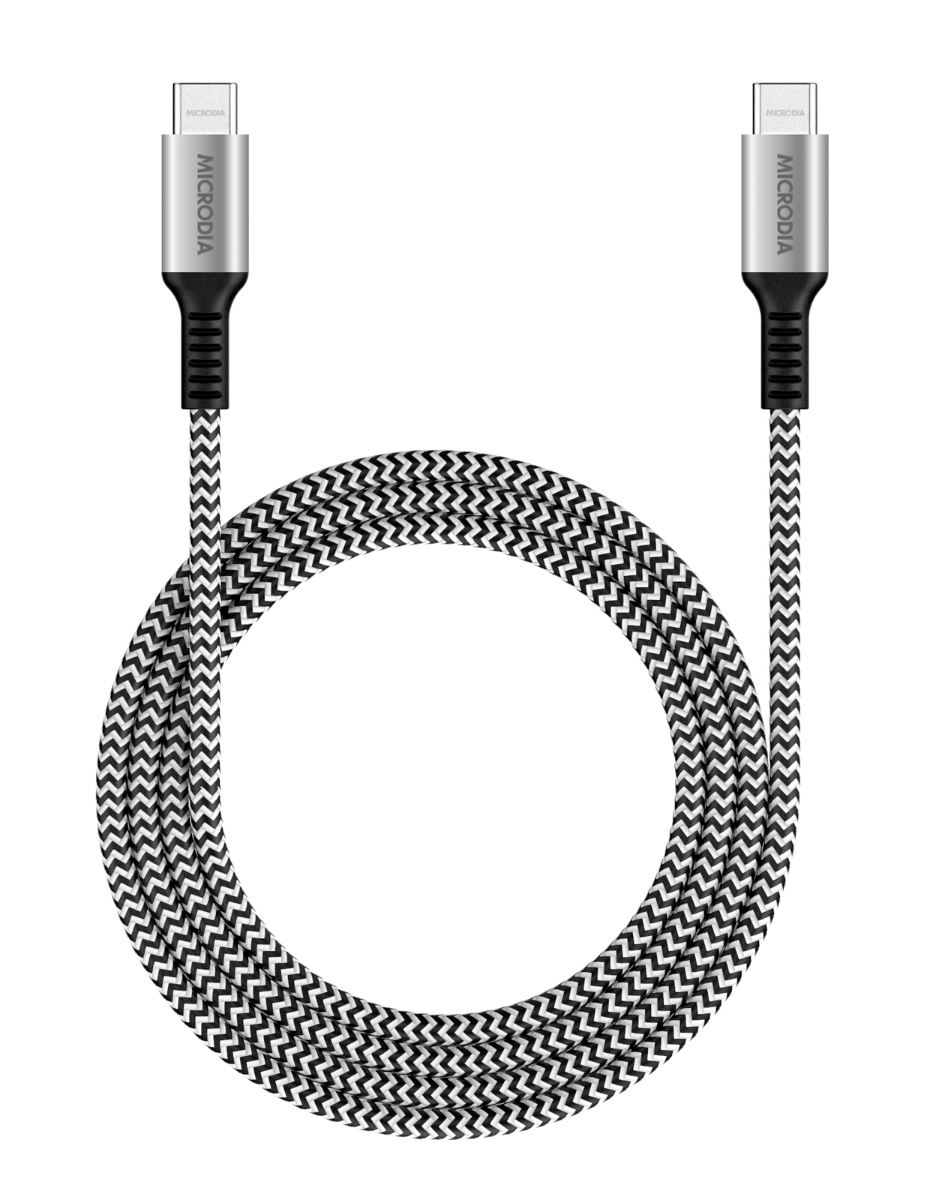 MICRODIA ExeCable Tweed PD240W 1.0m USB-C to USB-C Cable - Zebra