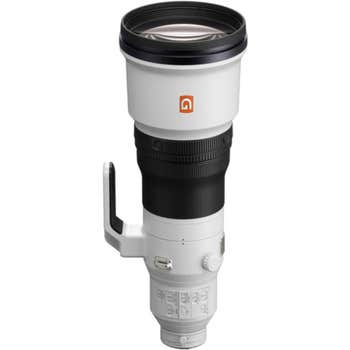 Sony FE 600mm f/4 GM OSS super-telephoto E-mount lens standing upright with tripod collar