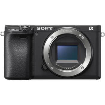 Front view of Sony a6400 mirrorless camera body showing APS-C sensor and E-mount