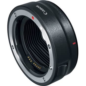 Canon Mount Adapter EF-EOS R close-up showing EF lens side and electronic contacts