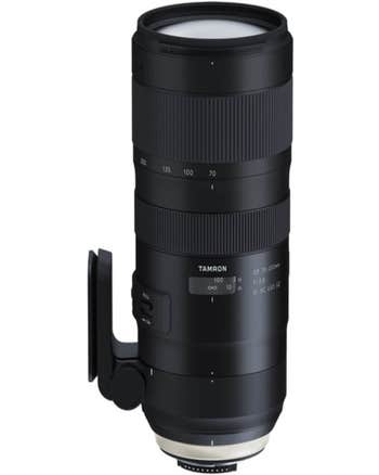Tamron 70-200mm f/2.8 Di VC USD G2 Lens for Nikon F, vertical view with tripod collar attached
