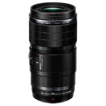 OM System M.Zuiko Digital ED 90mm f/3.5 Macro IS Pro telephoto macro lens, front view