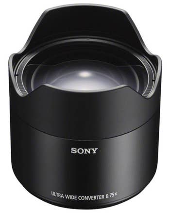Sony 21mm Ultra-Wide Conversion Lens 0.75x with built-in petal hood, front view
