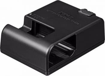 Nikon MH-25A battery charger for EN-EL15 camera batteries, angled front view on white background