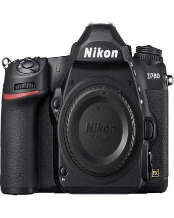 Front view of Nikon D780 DSLR camera body only, showing F-mount and control buttons