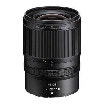 Nikon Nikkor Z 17-28mm f/2.8 ultra-wide zoom lens, front view showing zoom ring and focal length markings