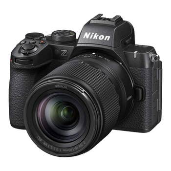 Nikon Z50 II mirrorless camera with attached DX 18-140mm f/3.5-5.6 VR zoom lens, front angled view