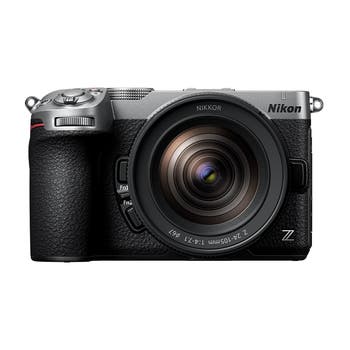Front view of Nikon Z5 IIC silver mirrorless camera with NIKKOR Z 24-105mm f/4-7.1 lens