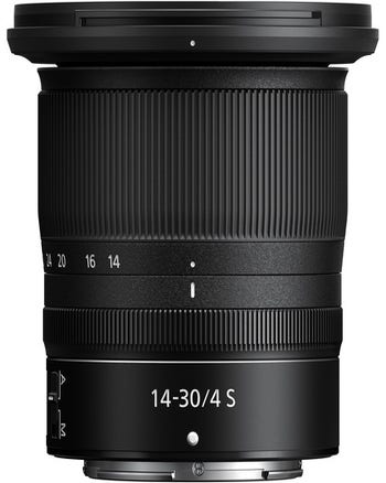 Front view of Nikon Z 14-30mm f/4 S ultra-wide-angle zoom lens for Nikon Z mirrorless cameras