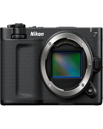 Front view of Nikon ZR mirrorless cinema camera body only with exposed Z mount sensor