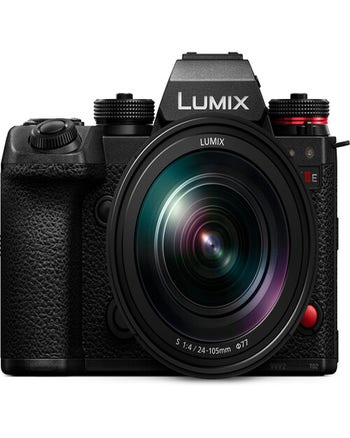 Panasonic Lumix S1 II E mirrorless camera with Lumix S 24-105mm f/4 Macro OIS lens, front view