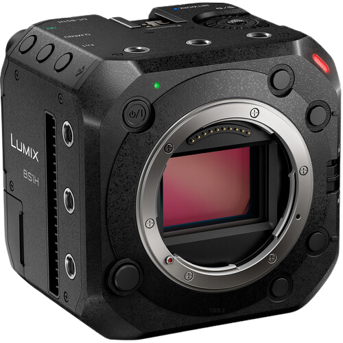 Panasonic Lumix BS1H full frame cinema box camera front angle showing sensor and lens mount