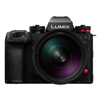 Panasonic Lumix S1 II mirrorless camera with Lumix S 24-60mm f/2.8 zoom lens, front view