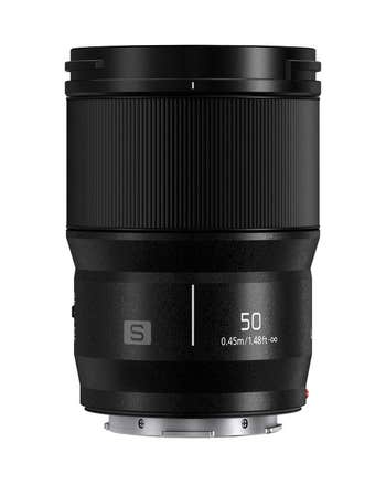Front view of Panasonic Lumix S 50mm f/1.8 standard prime lens for L-mount mirrorless cameras