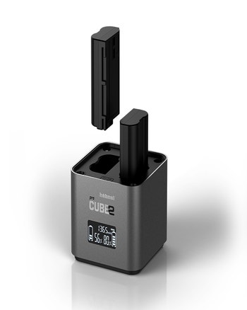 Hahnel Pro Cube 2 dual battery charger for Nikon EN-EL14 and EN-EL15 batteries with LCD display