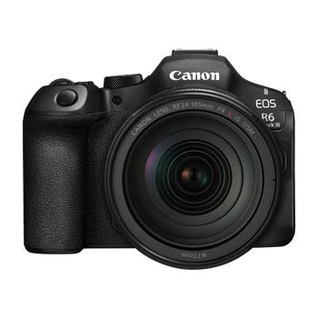 Front view of Canon EOS R6 Mark III mirrorless camera with RF 24-105mm f/4L IS USM lens attached