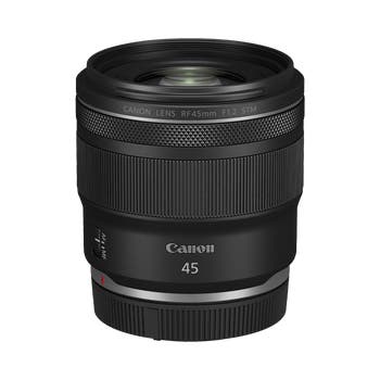 Canon RF 45mm f/1.2 STM lens, front view showing focus ring and AF/MF switch