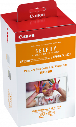 Selphy High-Capacity Postcard Size Ink and Paper Pack RP-108