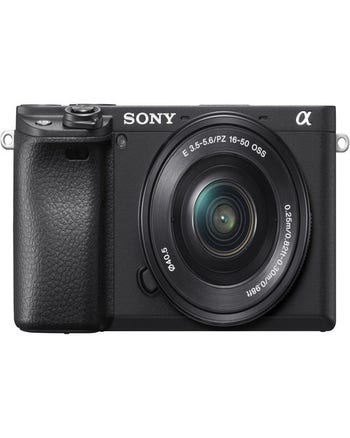 Front View with Display - Sony Alpha A6400 Mirrorless Camera (ILCE6400B) - CameraPro