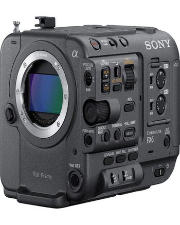 Sony FX6 Cinema Camera full-frame E-mount body showing sensor and side controls