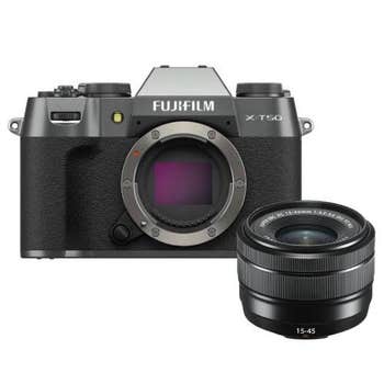 Fujifilm X-T50 mirrorless camera charcoal silver body with XC 15-45mm f/3.5-5.6 OIS PZ lens