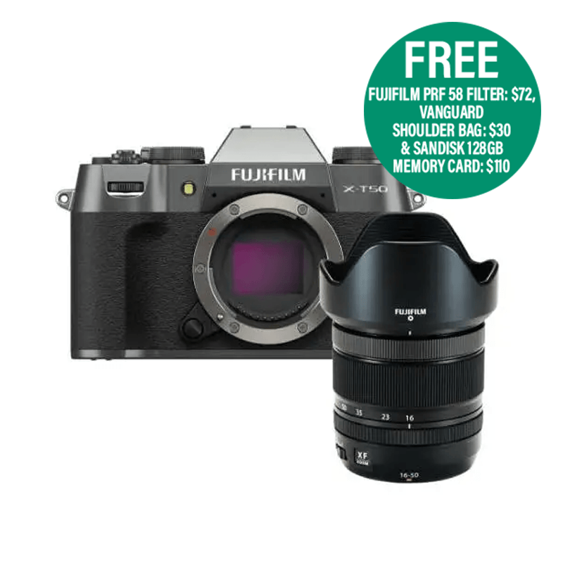 Fujifilm X-T50 Mirrorless Camera Charcoal Silver with XF 16-50mm Lens