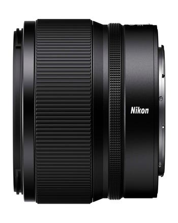 Side view of Nikon NIKKOR Z 35mm f/1.4 lens showing textured focus and control rings