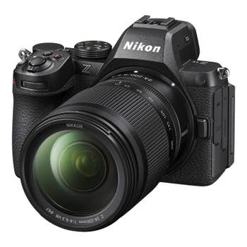 Nikon Z5 II mirrorless camera with NIKKOR Z 24-200mm f/4-6.3 VR zoom lens, front three-quarter view