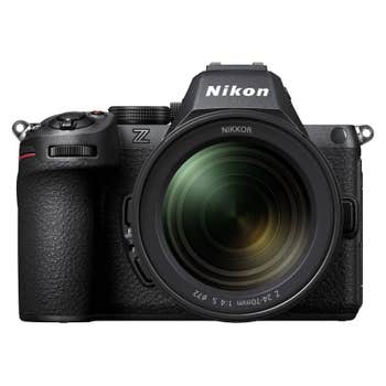 Front view of Nikon Z5 II mirrorless camera with NIKKOR Z 24-70mm f/4 S zoom lens attached