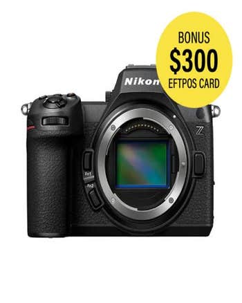 Front view of Nikon Z6 III mirrorless camera body showing 24.5MP sensor and Z mount