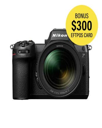 Front view of Nikon Z6 III mirrorless camera with NIKKOR Z 24-70mm f/4 S zoom lens attached