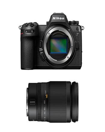 Nikon Z6 III mirrorless camera body with sensor exposed and Z 24-200mm f/4-6.3 VR zoom lens kit