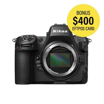 Front view of Nikon Z8 mirrorless camera body showing exposed full-frame sensor and Z mount