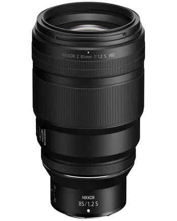 Nikon Nikkor Z 85mm f/1.2 S prime lens, front view showing focus ring and S-Line branding