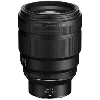 Nikon Nikkor Z 85mm f/1.2 S prime lens, front view showing focus ring and S-Line branding