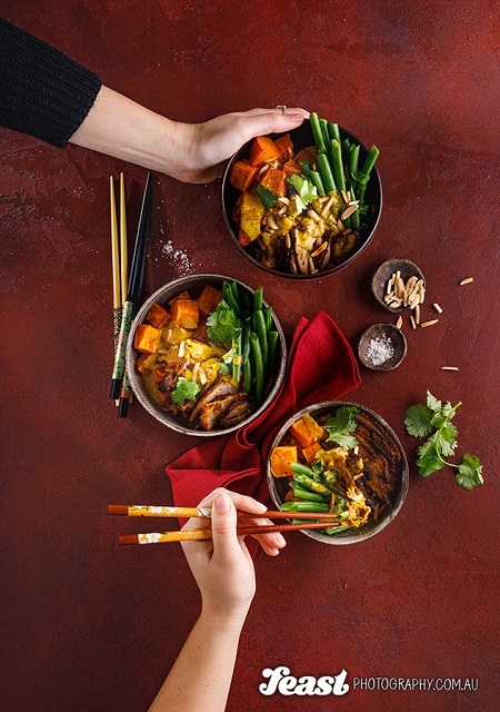 food photography asian curry flatlay